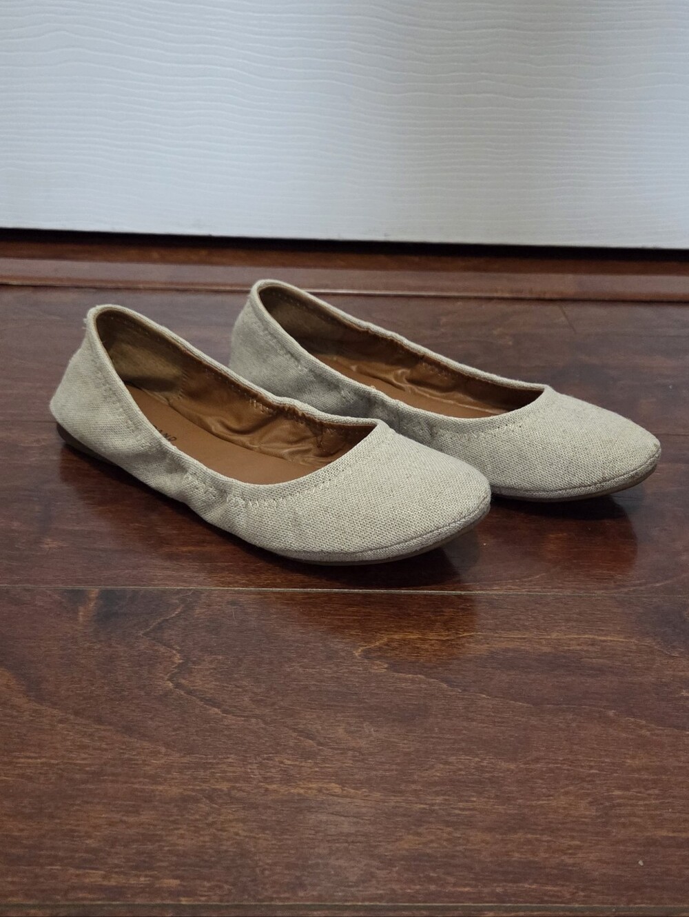 Lucky Brand Emmie Linen Canvas Slip On Ballet Flats Beige Size 7 Neutral